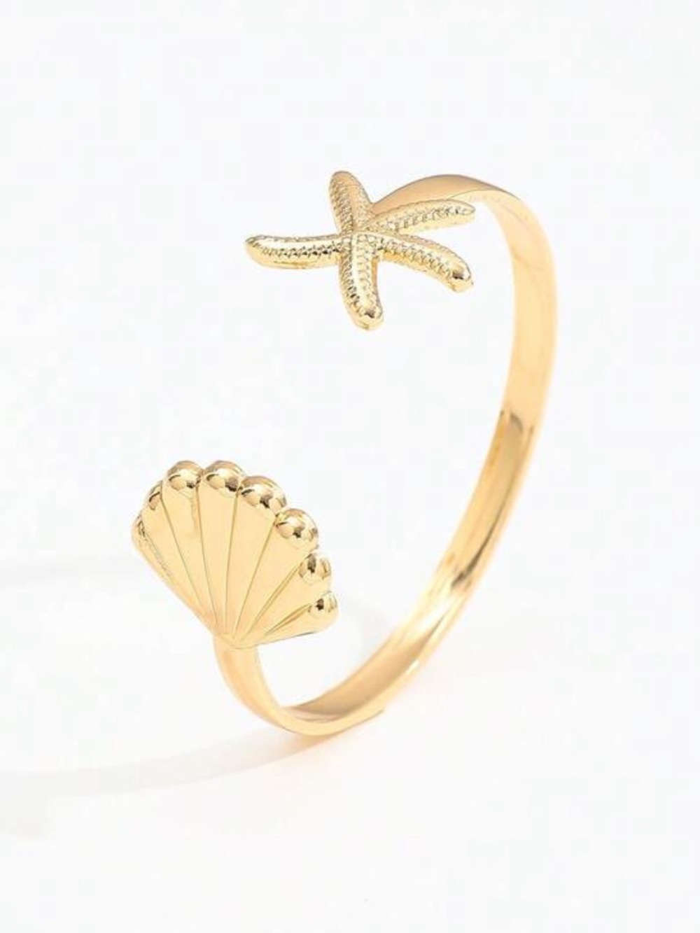 Coastal Seashell Beach Bangle Bracelet Womenโs Jewelry